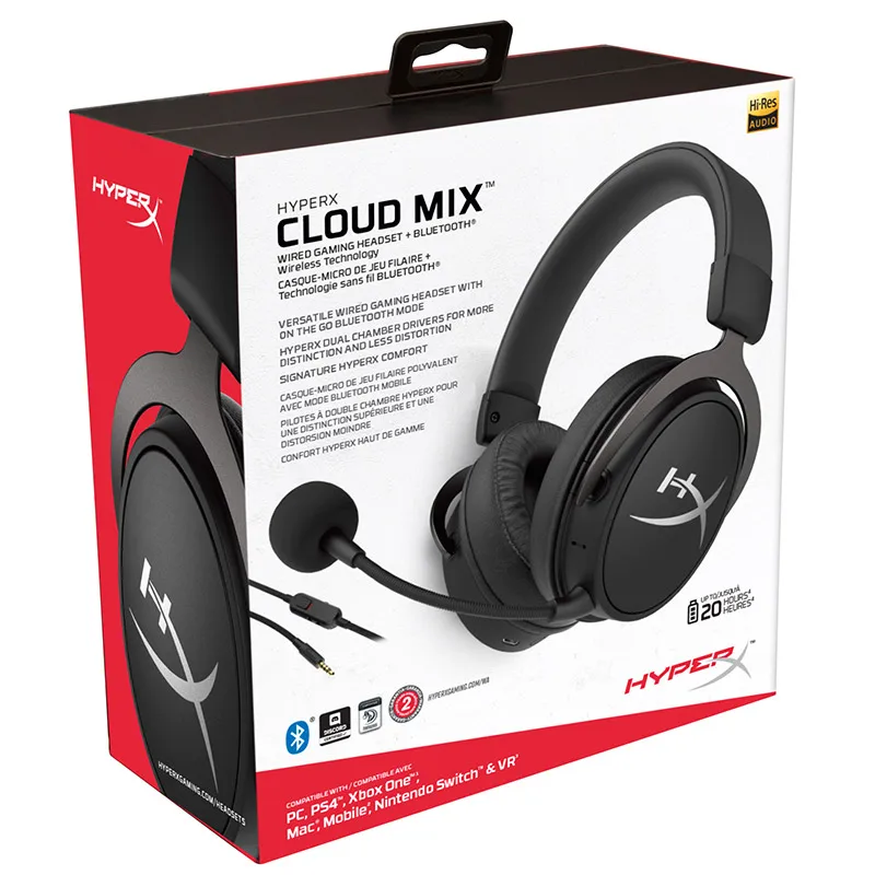 Игровая гарнитура kingston HyperX Cloud MIX Cable, встроенный микрофон и съемный микрофон, портативная bluetooth-гарнитура для ПК, PS4, Xbox