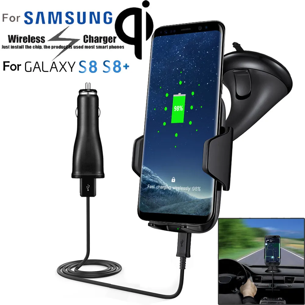 Del Qi Wireless Charger Dock Car Holder Charging Mount Pad