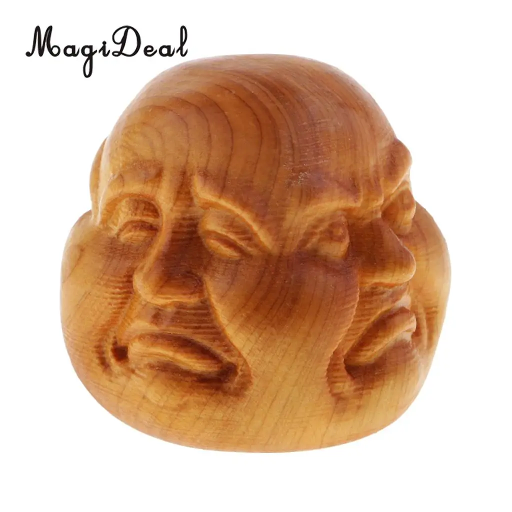 Collectibles Chinese Hand Carved wooden Tibetan Buddhism Buddha head Statues
