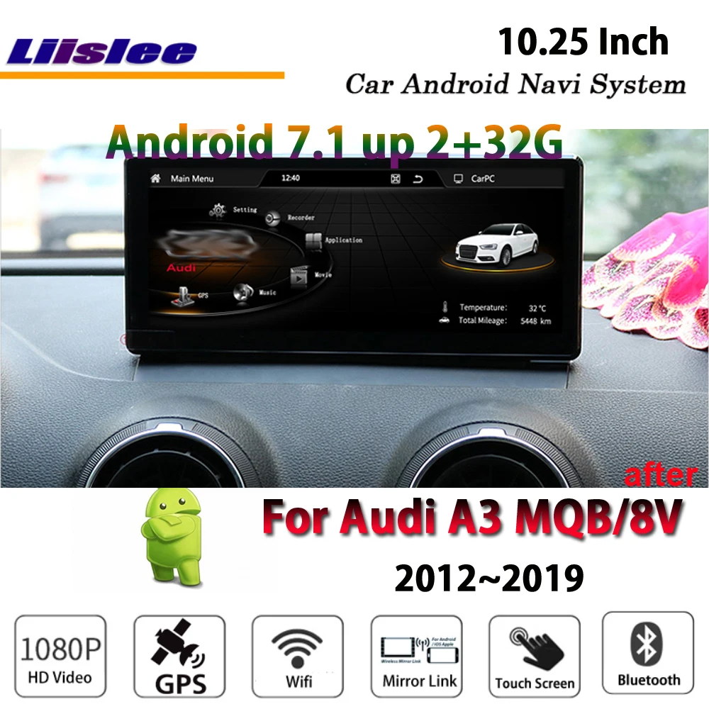 Best Liislee Car Android 7.1 2G RAM 32ROM For Audi A3 MQB 8V 2012~2019 Radio Video Carplay GPS Navi Map Navigation System Multimedia 5