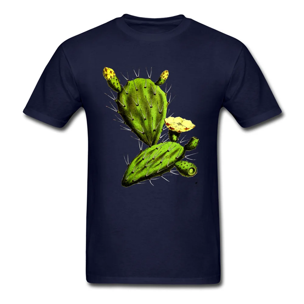 Custom Funny Men's T-Shirt Newest Summer Short Sleeve Round Collar Pure Cotton Tops Tees Party Tee Shirt Drop Shipping Desert Cactus by EncycloArt Botanical Cacti Plant Tee navy