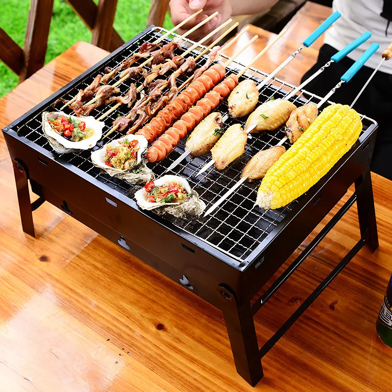 

Barbecue home charcoal grill outdoor rack small carbon skewer stainless steel wild artifact barbecue stove BBQ kitchen skewers