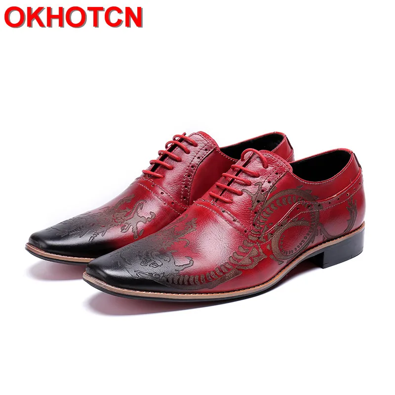 Print Italian Mens Dress Shoes Handmade Lace Up Oxford Shoes Men Square Toe Red Men Wedding Shoes 2019 New Spring Mens Oxfords цена Print Italian Mens Dress Shoes Handmade Lace Up Oxford Shoes Men Square Toe Red Men Wedding Shoes 2019 New Spring Mens Oxfords цены онлайн