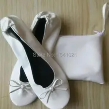 Белый Ролик Вверх балетки с индивидуальный пакет для дам