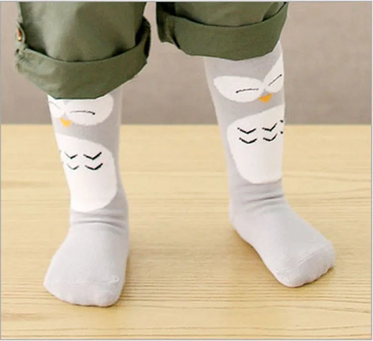 Носки для девочек с 3D изображением лисы Нескользящие Детские носки для мальчиков хлопковые нескользящие носки для девочек, милые детские гольфы с лисой и девочками - Цвет: Темно-серый