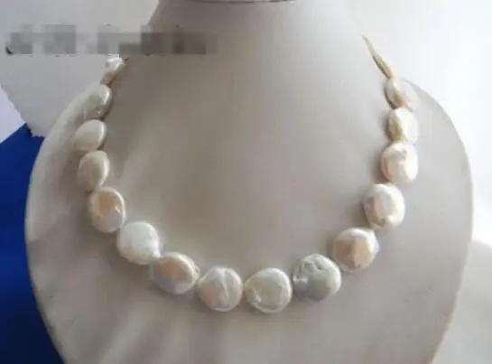 

Hot sale new Style >>>>> 18'' 17mm White Coin Freshwater Pearl Necklace