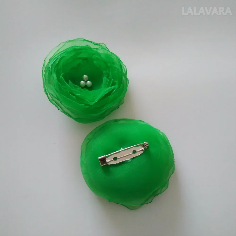 LALAVARA Рождественский свадебная брошь в виде зеленого цвета из органзы с цветочным