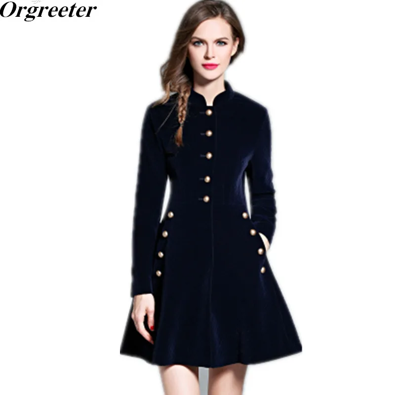 

Orgreeter OL Style Blue Velvet Dress Winter Women 2018 Vestido Woman Long Sleeve Office Dress Ropa Mujer Robe