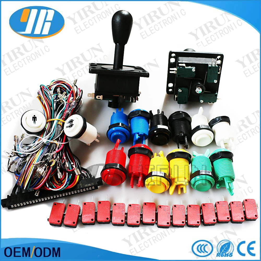 

NEW Arcade JAMMA 60 in 1 Kit parts for 2 HAPP style 4/8 way Joysticks& 14 American Push Buttons MAME& Wire harness&Microswitch