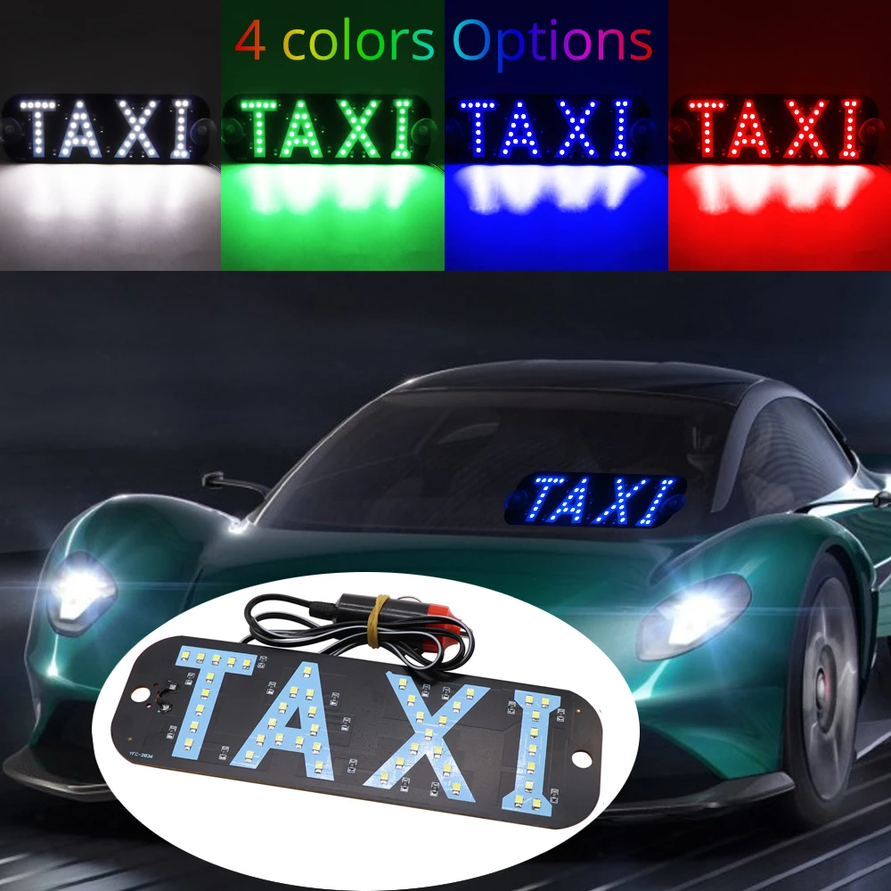 

LED TAXI Sign Light 4 colors optional Car Windscreen Rideshare Windshield Cab Indicator Inside Signal Light Cigarette Lighter