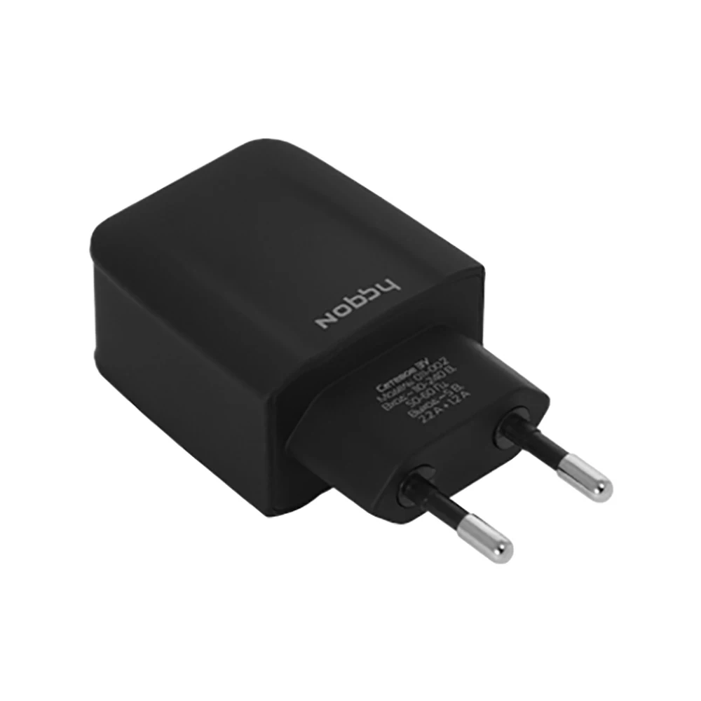 Сетевое зарядное устройство Nobby Comfort 011-002, USB, прочное, надежное зу, черный