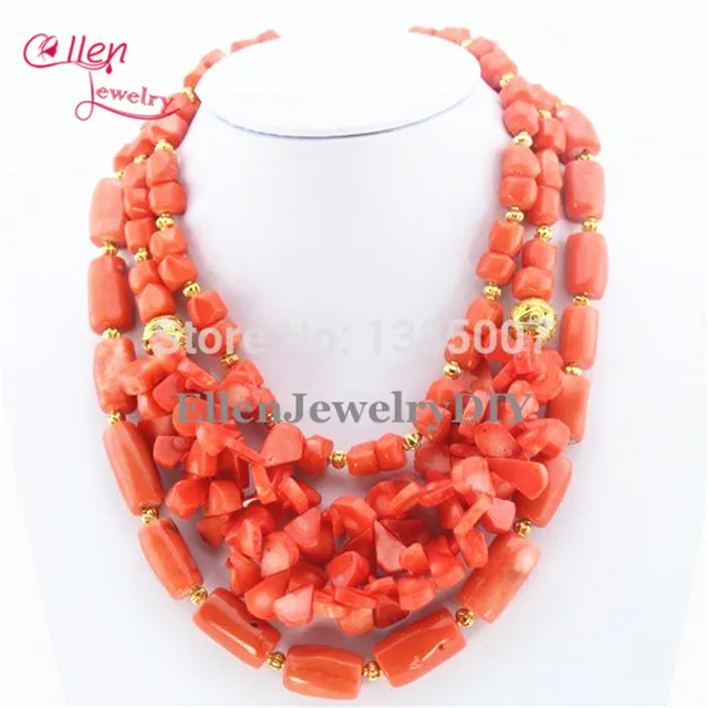 best selling orange coral colar holiday party colar nigeriano contas