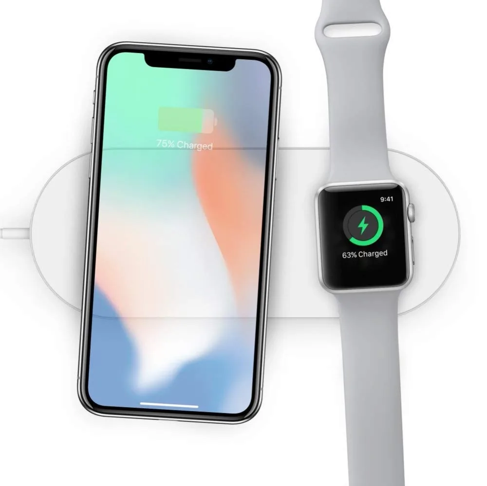 2 в 1 Беспроводной Зарядное устройство для iWatch серии 3 Ци быстрой зарядки iPhone X 8