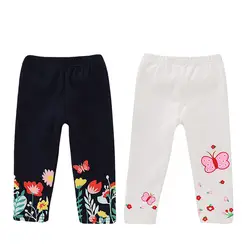 Рисунок с бабочкой и цветком хлопковые леггинсы милые детские штаны осень-зима брюки для маленьких девочек детская одежда для 1-4 лет