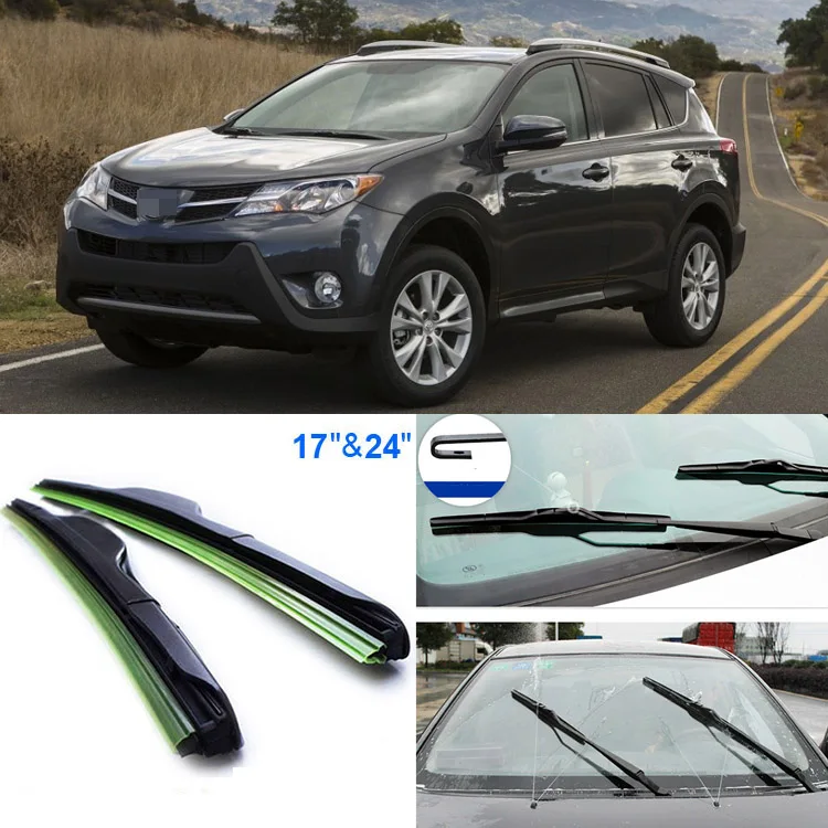 2pcs 24"+17" front windscreen windshield wiper blades Soft Rubber