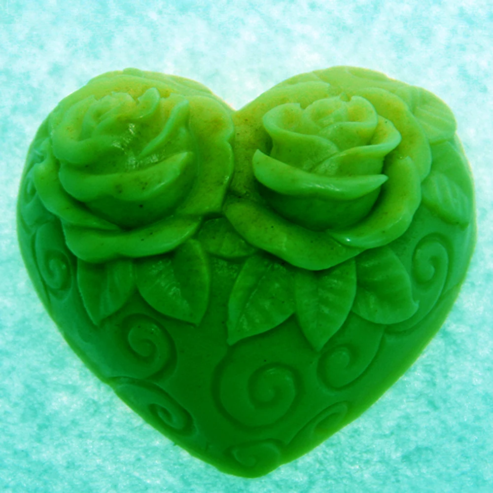 rose on heart wedding soap molds silicone mold clay moldin Clay