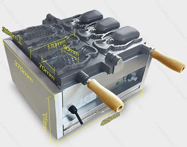 110 V 220 V Электрическое мороженое тайяки вафельница с формами "Рыбка", 3 шт открытый рот мороженое рыба вафельница