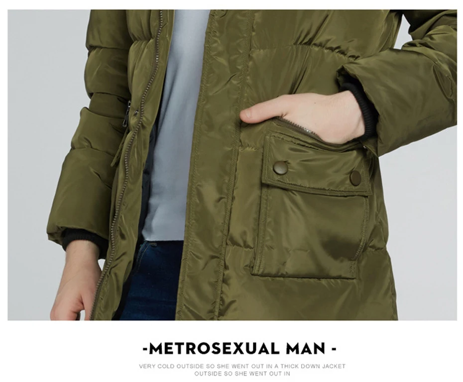 Классический мужской длинный пуховик, мужское утепленное пальто, зимняя куртка, теплая верхняя одежда, jaqueta masculina, пуховики#18225 Holyrising