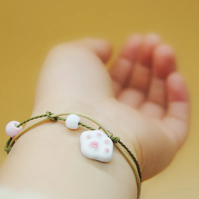 

2018 Original vintage Ceramics cat beads Girl Bracelet Good Lucky Bracelet cute rabbit Lover Bracelet Lovers Lucky Jewelry gift