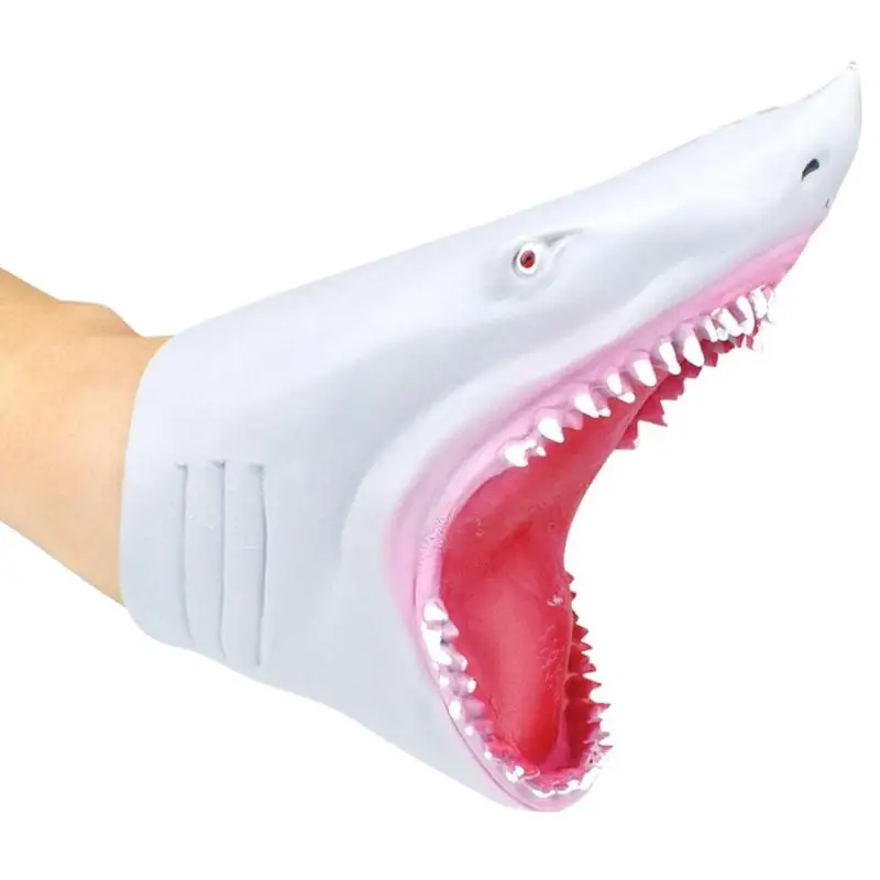 Plastic Shark Hand Puppet for Story TPR Animal Head Gloves Kids Toys Gift Soft Vinyl PVC Animal Head Figure Vividly Kids Toy