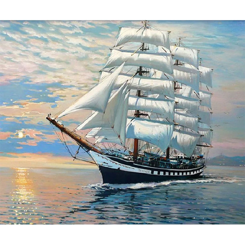 

DIY 5D Full Round Diamond mosaic Sale homedecor sailboat Diamond Painting Cross Stitch Diamond Embroidery Patterns NMX