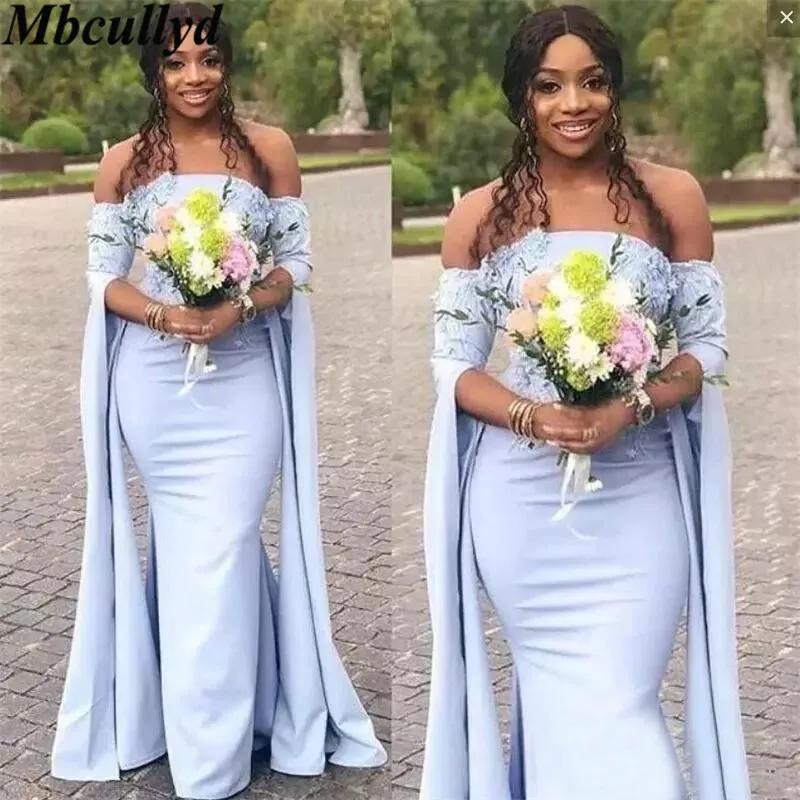

Mbcullyd Boat Neck Long Mermaid Bridesmaid Dresses With Applique Lace Arabic Wedding Party Gowns Plus Size Vestidos de fiesta