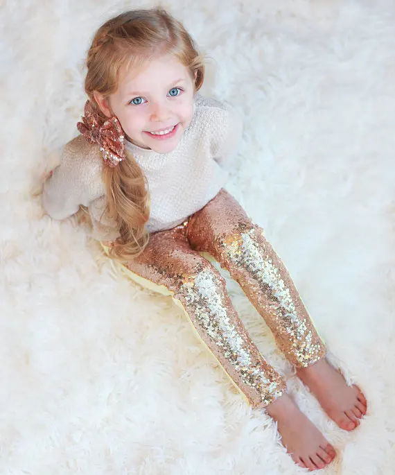 sequin pants rose gold