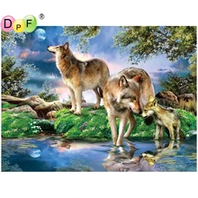 DPF полный квадратный алмаз 5D DIY Алмазная картина фото на заказ "Ночной Волк" 3D вышивка крестиком Мозаика Декор настенная живопись