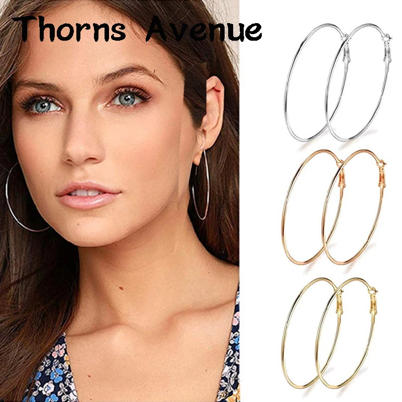 

New Fashion Sexy Gold Silver Color Hoops Big Round Earrings Circle Non-Deform Non-fade Hoop Earrings For Women Party Jewelry