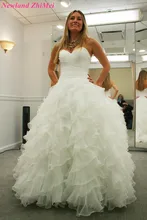 Cheap Ball Gowns Puffy Wedding Dresses Lovely Long Backless Off The Shoulder Bridal Dress Plus Size Simple Style 2018