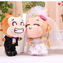 Пара прекрасное свадебное платье обезьяны игрушки любовник обезьяна кукольный автомобиль свадебный подарок около 35 см