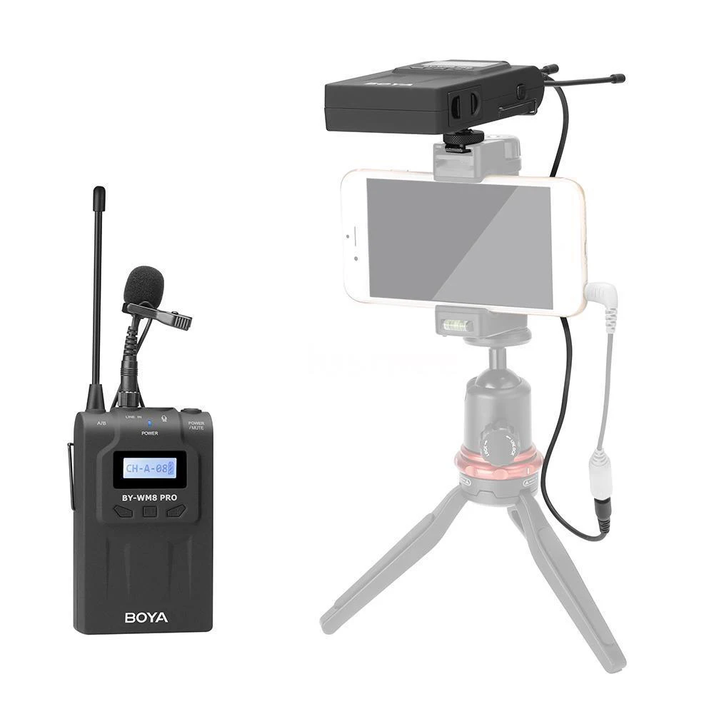 Boya By-Wm8 Pro-K1 Uhf Беспроводные ПЕТЛИЧНЫЕ микрофон в комплекте для Eng Efp Dslr камеры