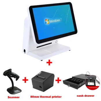 

All In One 15 Inch Pos With Cash Drawer scanner and thermal receipt printer Cash Register For Supermarket