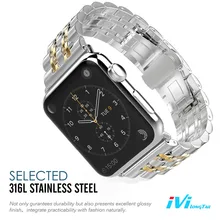 Ivi/крышка ремешок для Apple Watch серии Группа 1 2 38 мм 42 мм нержавеющая сталь, розовое золото серебристый, черный бабочка Пряжка для iwatch Новый
