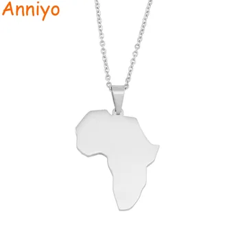 

Anniyo Africa Map Pendant Necklace Silver Color Polishing Stainless Steel Jewelry Brand Fashion Jewellery African Gifts #058921