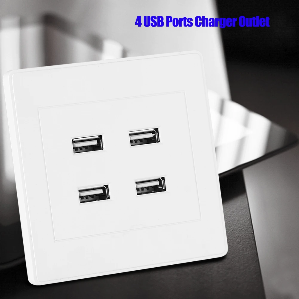 Розетка с 4 USB портами 5 в пост. Тока настенная штепсельная вилка Socke для домашнего