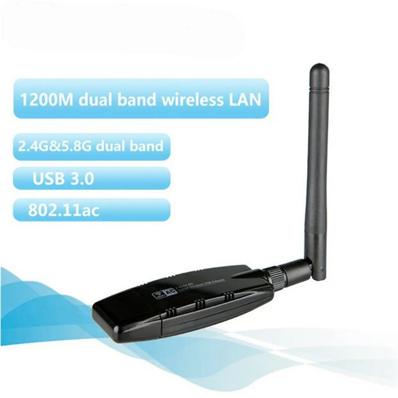 

1200Mbps Dual Band Wireless WIFI Adapter 2.4GHz 5GHz Network Card With Antenna USB 3.0