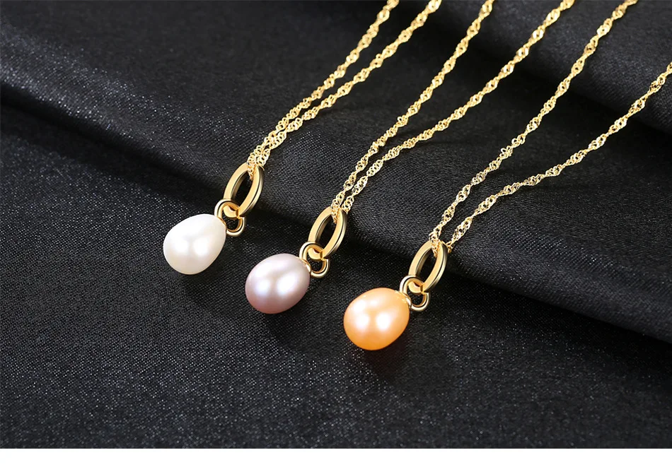 

S925 Sterling Silver Necklace Pendant Natural Freshwater Pearl Accessories CLS14