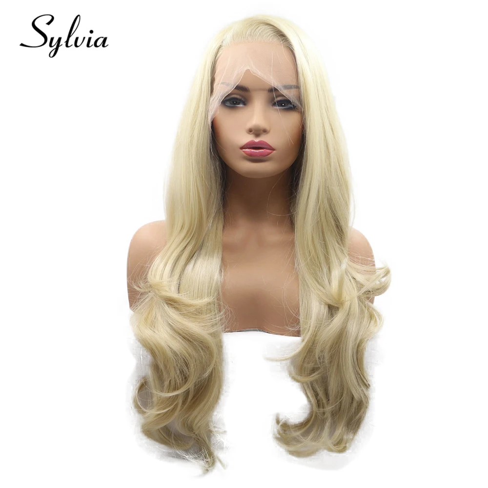 

Sylvia Mixed Blonde Natural Wave Synthetic Full Lace Wigs Side Parting Soft Japanese Heat Resistant Fiber Hair for Woman