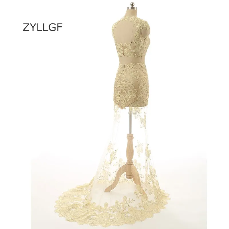 ZYLLGF сексуальный из двух частей нарядные платья для свадьбы кружева Тюль Формальные мать Pageant платье капля Beadings Q147