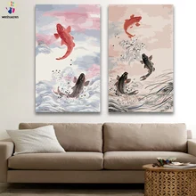 DIY цветные картинки по номерам с цветами китайской живописи наживка для ловли рыбы Картина Рисунок Живопись по номерам Обрамленный дом