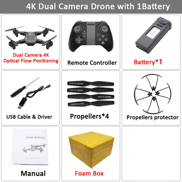 Visuo XS816 Дрон 4K оптический поток позиционирования Rc Квадрокоптер с двойной камерой Wifi FPV Дрон управление жестами Vs XS809HW XS809S - Цвет: 4K 1BAT FOAM BOX