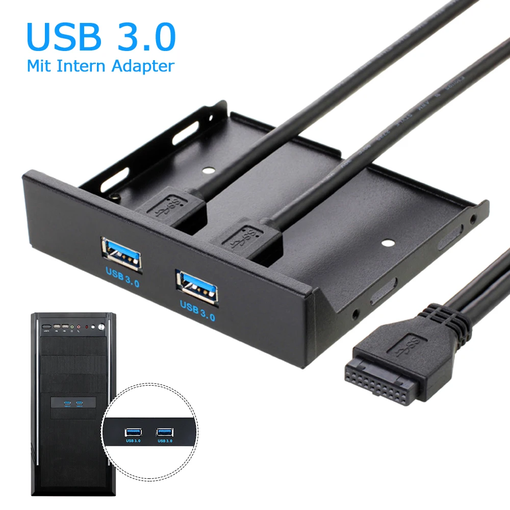 

High Speed 20Pin 2 Port USB3.0 Hub USB 3.0 Front Panel Cable Adapter Plastic Bracket for PC Desktop 3.5 Inch Floppy Bay