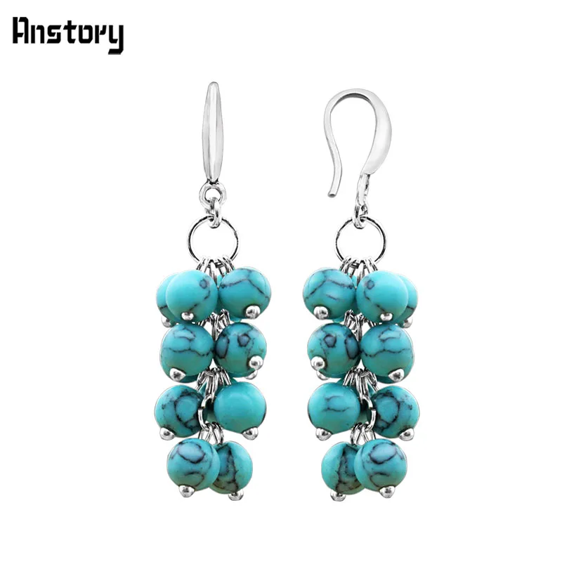 

Anstory Handmade Cluster Stone Earrings Antique Silver Plating Fashion Jewelry TE266