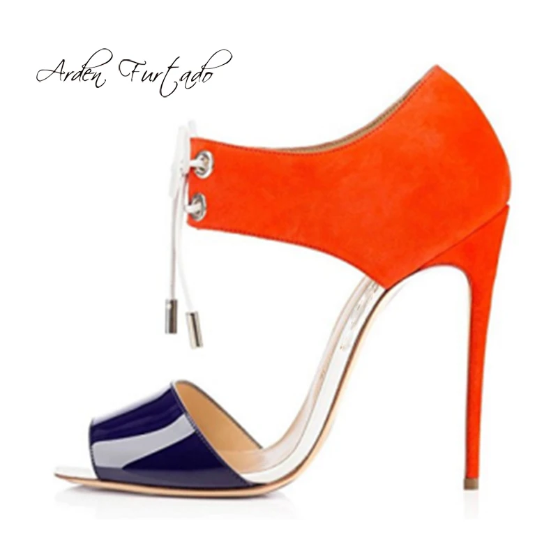 

Arden Furtado 2018 summer high heels 12cm stilettos peep toe cross tied lace up fashion cover heels sandals shoes woman ladies