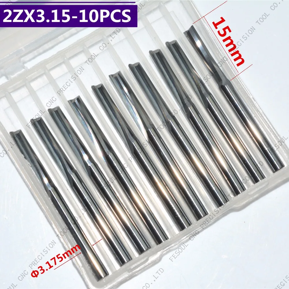 3 175 мм (1/8 '') * 15 10 шт. бесплатная доставка 2 прямые флейты фрезерный станок с ЧПУ