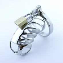 short CB6000S Stainless steel male chastity device cage CB6000 Bondage belt cock lock sex products