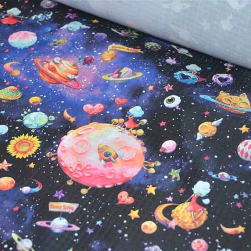 

210D PVC Coated Waterproof Oxford Fabric Universe and Planet Handmade Patchwork PVC DIY Tablecloth Bags Cloth