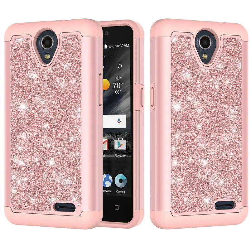 Case for ZTE N9139 Bling Glitter PU Leather Silicon PC Back Cover for ZTE Maven 3 Overture 3 Prestige 2 Prelude Plus Phone 4