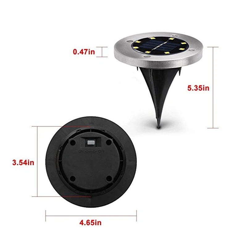 IP65 подземный свет светодио дный 8 LED солнечный Мощность садовый светильник под